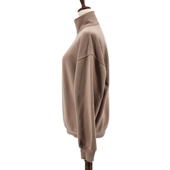 Aritzia TNA Cozy Fleece Womens XS Sweatshirt 1/4 Zip Tan Pullover Long Sleeve - Picture 5 of 11